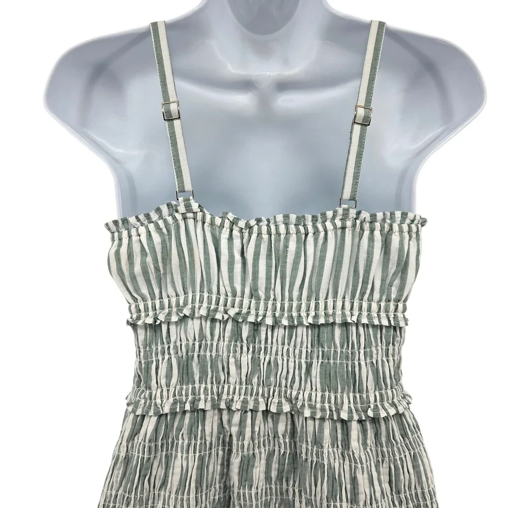Abercrombie & Fitch Maxi Dress‎ SP Green Striped Smocked Bra-Free Cottagecore
